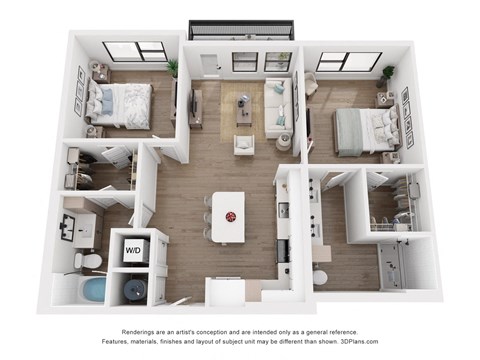a 3 bedroom floor plan with a bathroom and a living room